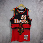 Camiseta Dikembe Mutombo. Atlanta Hawks. #55. NBA 1996-97. Color rojo. Swingman. Hardwood Classics