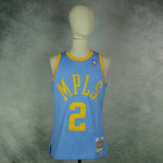 Camiseta Derek Fisher. Ángeles Lakers Azul claro. 2000-2001. MPLS. Hardwood Classics. Swingman.