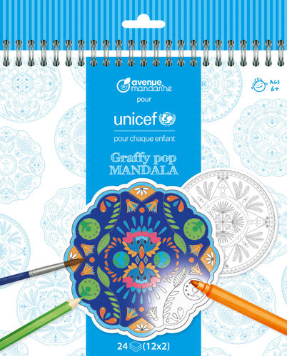 Cahier de coloriage Mandala Unicef Graffy Pop Avenue Mandarine