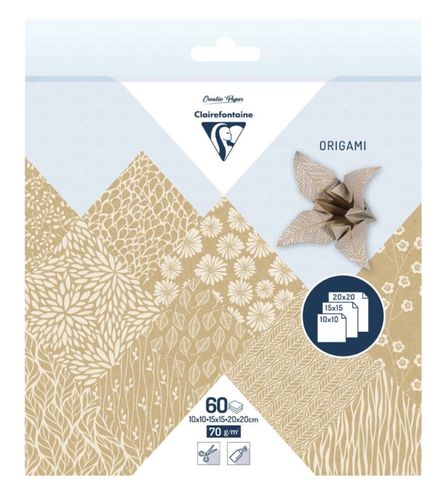 Papier Origami Kraft Floral Clairefontaine 3 formats