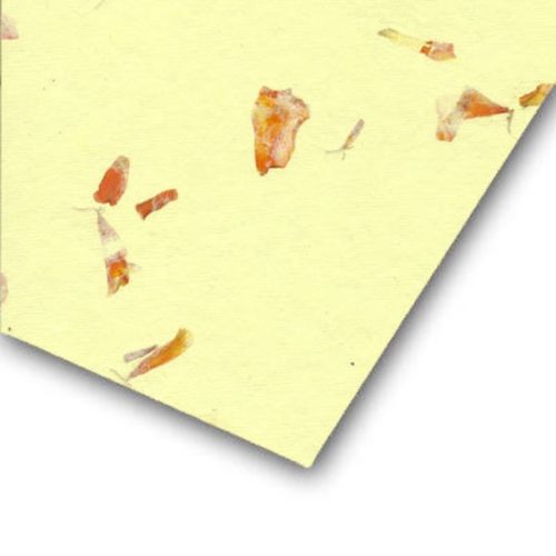 Papier Artisanal Jaune inclusion Fleurs de Calendula A4 150 gr 20 feuilles