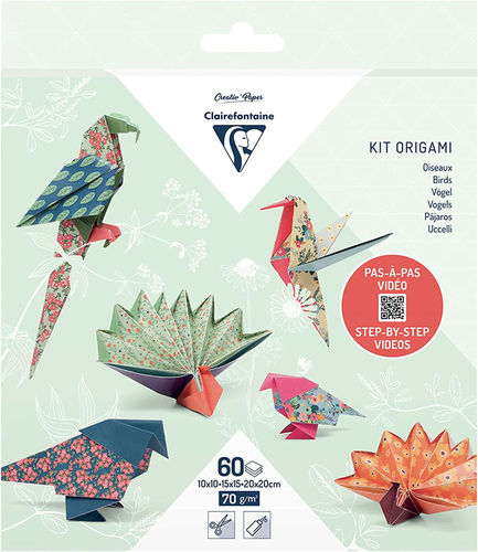 Kit Origami Décor Oiseaux Clairefontaine 3 formats