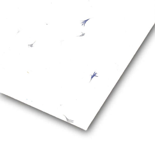 Papier Artisanal Blanc inclusion Fleurs de Bleuet A4 150 gr 20 feuilles