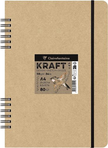Carnet Spiralé Papier Kraft Clairefontaine A4 80 feuilles
