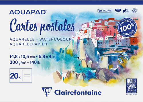 Bloc Aquarelle Aquapad Clairefontaine C6 20 cartes postales