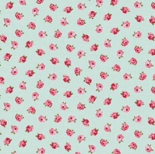 Clothworks - Love Song Little Roses Light Teal-0001