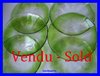 SET OF 6 Green BOHEMIAN GLASS BREAD PLATES 1900