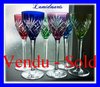ST LOUIS CRYSTAL SET 6 COLOURED RHINE WINE GLASS ROEMER CHANTILLY pattern
