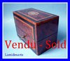 FRENCH ANTIQUE INLAID PERFUME BOX 3 GILT CRYSTAL BOTTLES NAPOLEON III period 1850