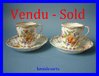 PAIR OF CUPS AND SAUCERS HAND PAINTED GERMAN PORCELAIN