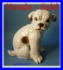 Antiker Hund Bulldog aus weissem Keramik Art DECO 1920