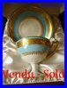BLUE LIMOGES PORCELAIN FOOTED CUP AND SAUCER CHARLES FIELD HAVILAND  boxed