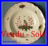 RARE ANTIQUE FRENCH CERAMIC PLATE LUNEVILLE XVIII CENTURY Chinese smoker with butterflies