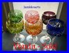 SET OF 6 COLOURED BOHEMIAN CRYSTAL ROEMER GLASSES