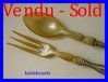 SILVER AND HORN SALAD SERVERS 1900 - 1930