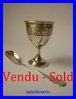 FRENCH SILVER EGG CUP WITH SPOON RAVINET D'ENFERT 1900's