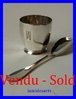 FRENCH SILVER EGG CUP AND SPOON CARDEILHAC ART DECO