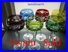 SET OF 6 COLOURED BOHEMIAN CRYSTAL ROEMER GLASSES a