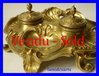 FRENCH GILT BRONZE INKWELL LOUIS XV signed CADOUX