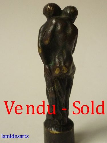Erotico figurine in bronzo,  Donna e Satiro