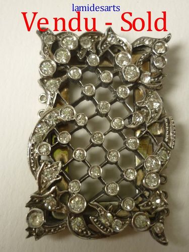 Sterling silver Bracelet Clasp with rhinestones 1880 - 1900