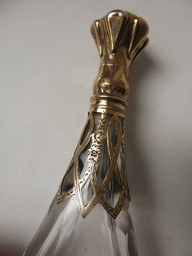 1850's GILT SILVER AND CRYSTAL SCENT BOTTLE