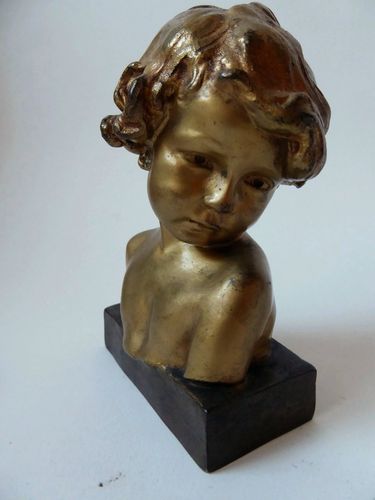 JEAN MARIE CAMUS ART NOUVEAU BRONZE CHILD YOUNG GIRL 1903