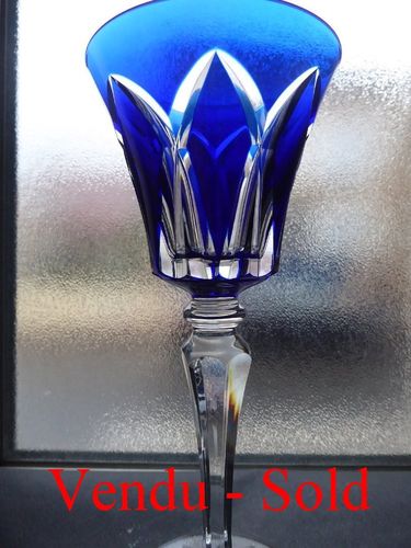 SAINT LOUIS CAMARGUE CRYSTAL HOCK WINE GLASS ROEMER BLUE