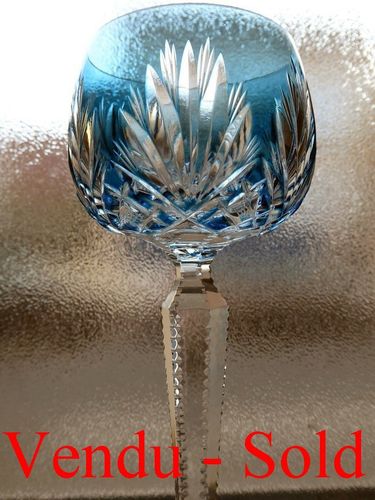 SAINT LOUIS CRYSTAL COLOURED RHINE WINE GLASS ROEMER catalog 1948 light blue