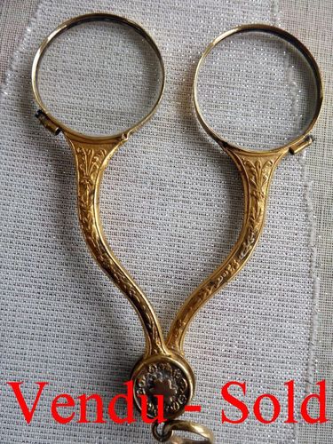 Gilt Solid Silver Folding Lorgnette Glasses 1830 - 1840 King Louis Philippe Period