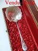 French antique solid silver Cream Dessert Strawberry Spoon DELACQUIS PARIS 1900, in original box.