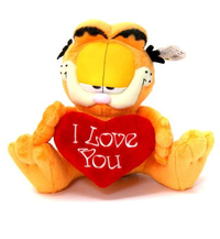 Peluche Garfield Assis 20 cm avec coeur I love you extra doux