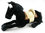 Peluche Cheval réaliste allongé 65 cm de long noir