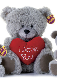 Peluche ours I love you Gris  75 cm