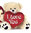 Peluche ours I love you beige 70 cm