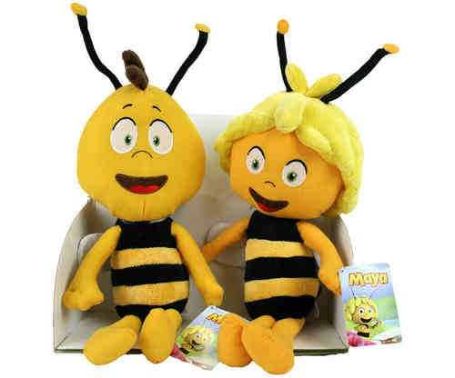 Lot de 2 peluches Maya l'abeille et Willy 45 cm