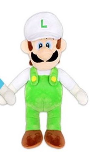 Peluche Super Mario Bros Fire and Ice Luigi 25 cm blanc