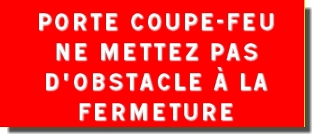 Plaque normée "PORTE COUPE-FEU"  200*100 mm