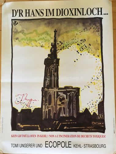 Affiche originale signée à la main par l'artiste " D'r Hans im Dioxinloch... " par Tomi Ungerer