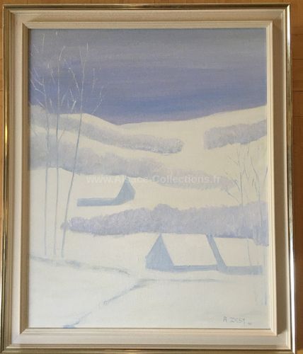 Acrylique sur toile " Paysage d'hiver " par Robert Zieba