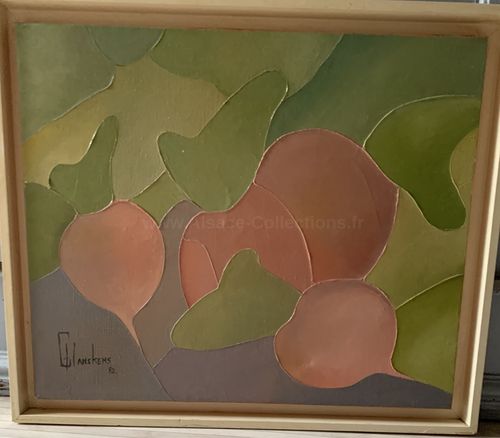 Huile sur toile " Radis rose " par Georges Hanskens