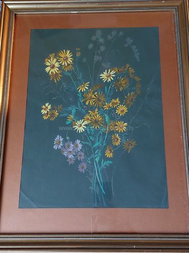Aquarelle " Etude de Fleurs jaunes " par Auguste Zwiller
