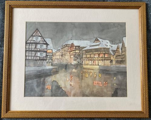 Aquarelle originale " Strasbourg, Maison des Tanneurs " de Jean-Paul Ehrismann
