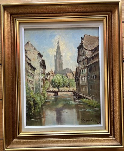 Huile sur toile " Strasbourg, Petite France " de Robert Kapusta