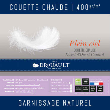 Plein ciel 400g par Drouault - Couette chaude oie et canard