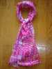 Echarpe foulard en mousseline de soie imprimée seersucker MARC ROZIER - Dominante rose