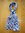 Echarpe imprimée graphique en mousseline de soie bandes satin MARC ROZIER blanche et bleu marine