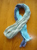 Echarpe plissée ombrée en lin et coton - Dégradé de turquoise à bleu