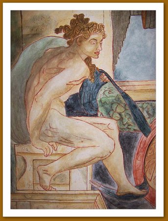 fresque à fresco "ignudo" plafond de la chapelle sixtine sur panneau 85x75\\n\\n17/06/2010 22:38