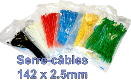 Lot de 600 serre-câbles de couleurs 142x2.5mm